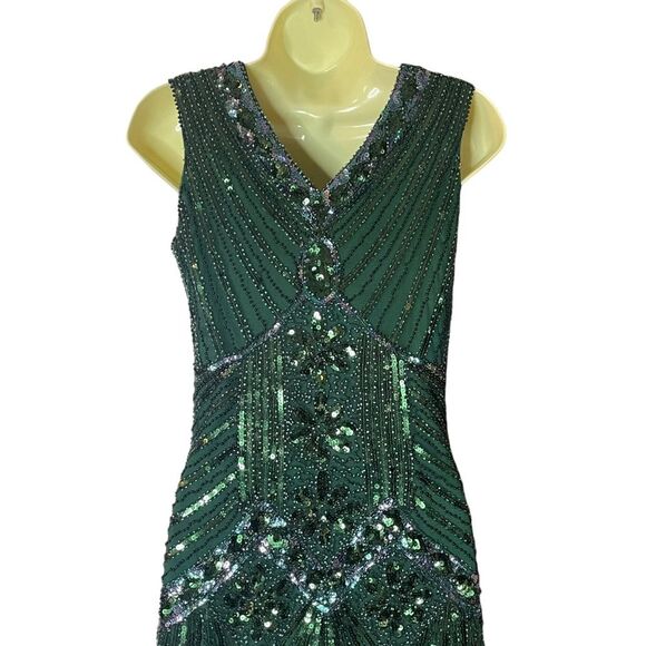 Metme Green Black Beaded 20s Flapper Dress Costume, size XS - Picture 5 of 8